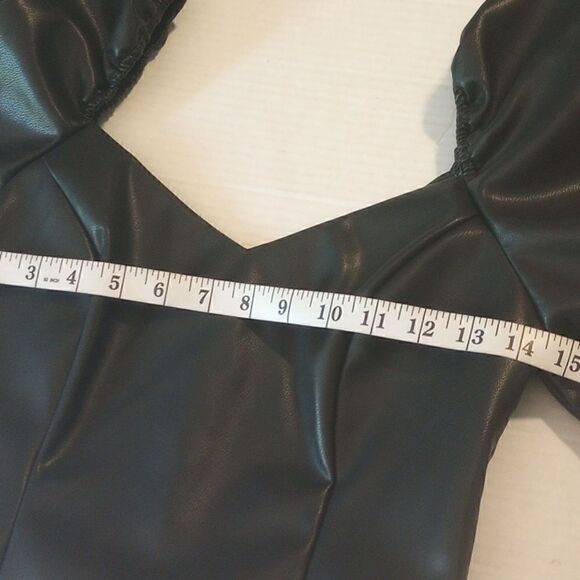 Haute Monde faux leather off shoulder cropped top - Picture 8 of 10